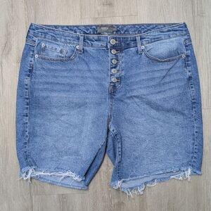 Torrid High Rise Button Fly Frayed Hem Denim Shorts 16